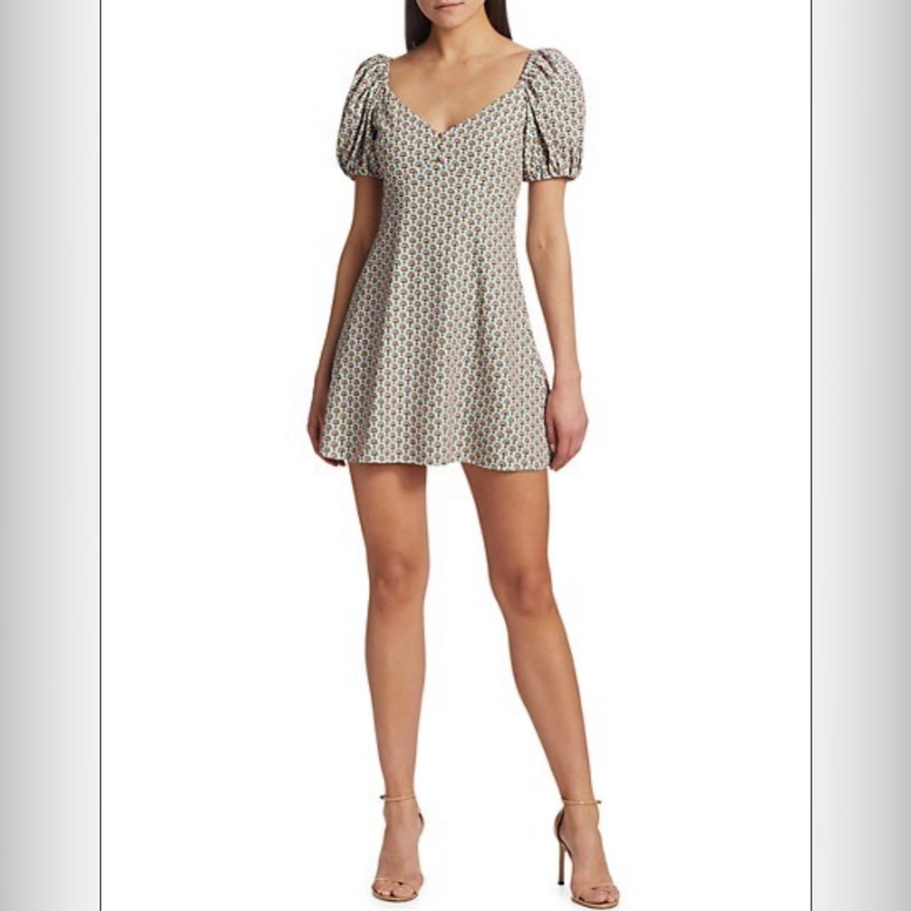 Alice + Olivia Dana Puff-Sleeve Empire Mini Dress